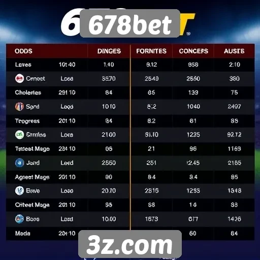 Comparativo de odds entre 678bet e concorrentes